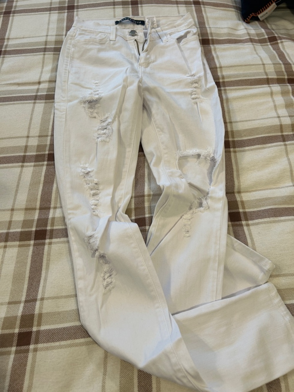 Fashion Nova White Distressed Skinny Jeans